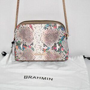 BRAHMIN Piaffe Collection Amal Snake Print Floral Crossbody Bag #004724694000005